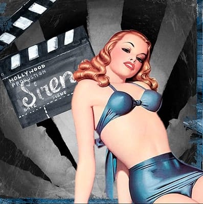 Illustrated 1940's redhead pinup starlet