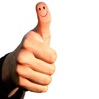 Thumb's up with smiley face