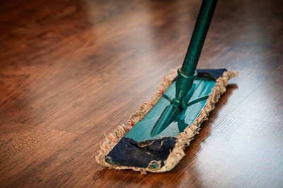 Hardwood floor with dust mop