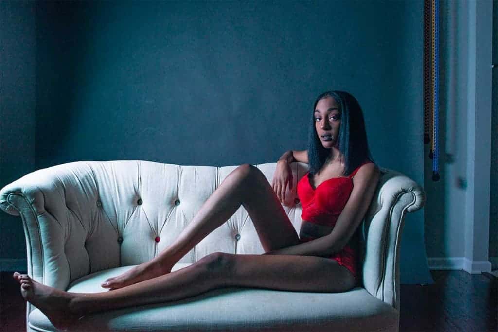 Boudoir image showing lens distortion