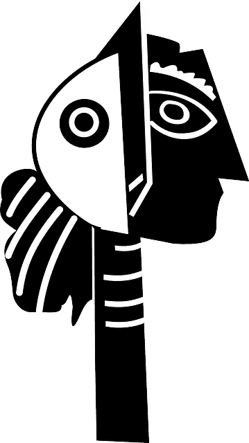 Picasso black & white cubist sculpture