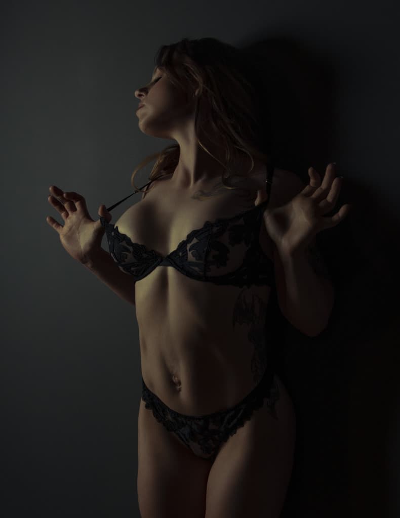 Boudoir standing wall pose