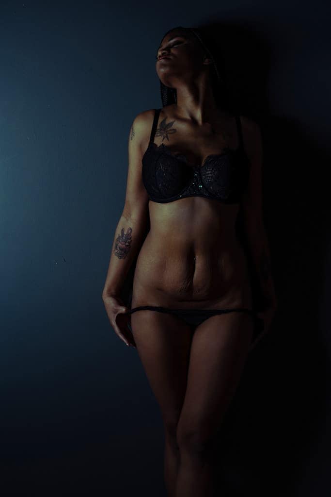 Boudoir standing wall pose